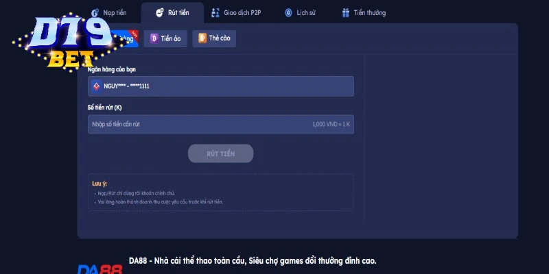 Lưu ý khi rút tiền
